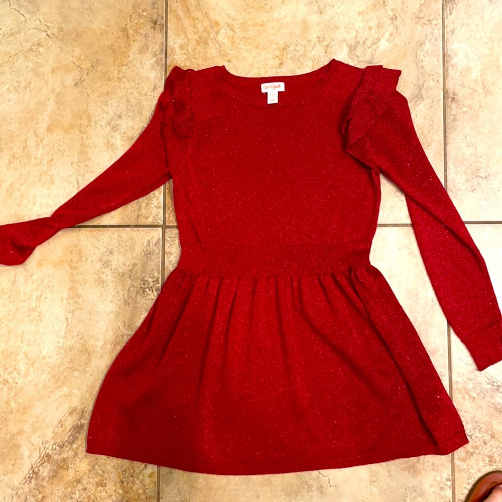 Cat and Jack sparkly red long sleeve sweater dress